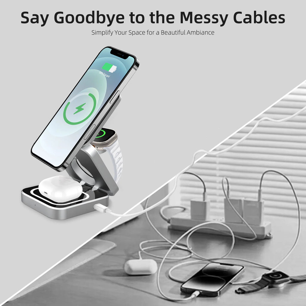 3-in-1 Wireless Charging Station for iPhone, Apple Watch & AirPods – Fast Charger
