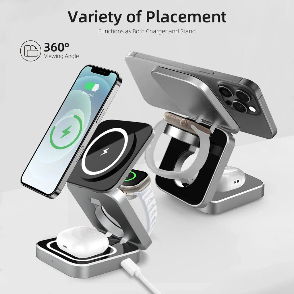 3-in-1 Wireless Charging Station for iPhone, Apple Watch & AirPods – Fast Charger