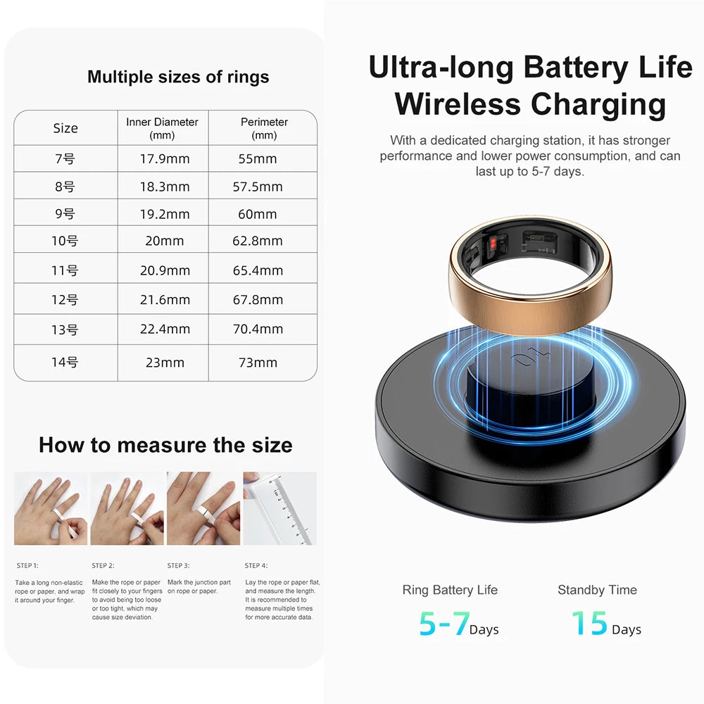 R10 Smart Fitness Ring – HRV, Heart Rate & Blood Oxygen Tracker, Waterproof 5ATM