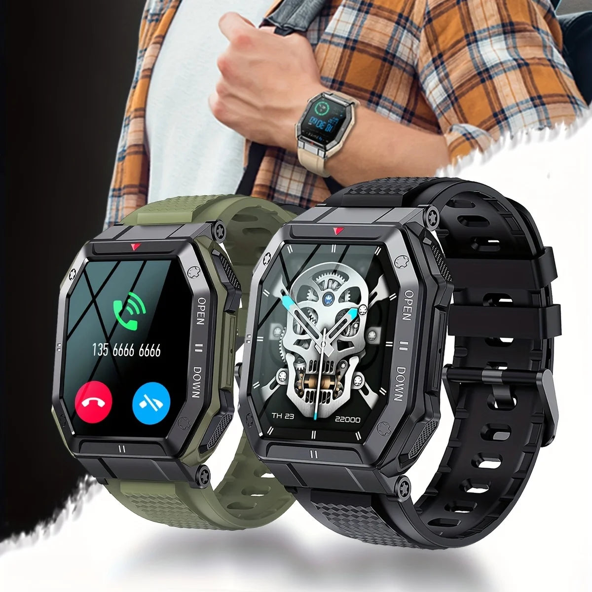 Smart Watch for Android 4.4+ & iOS 8.0+ Men’s 1.85-Inch HD Display Bluetooth