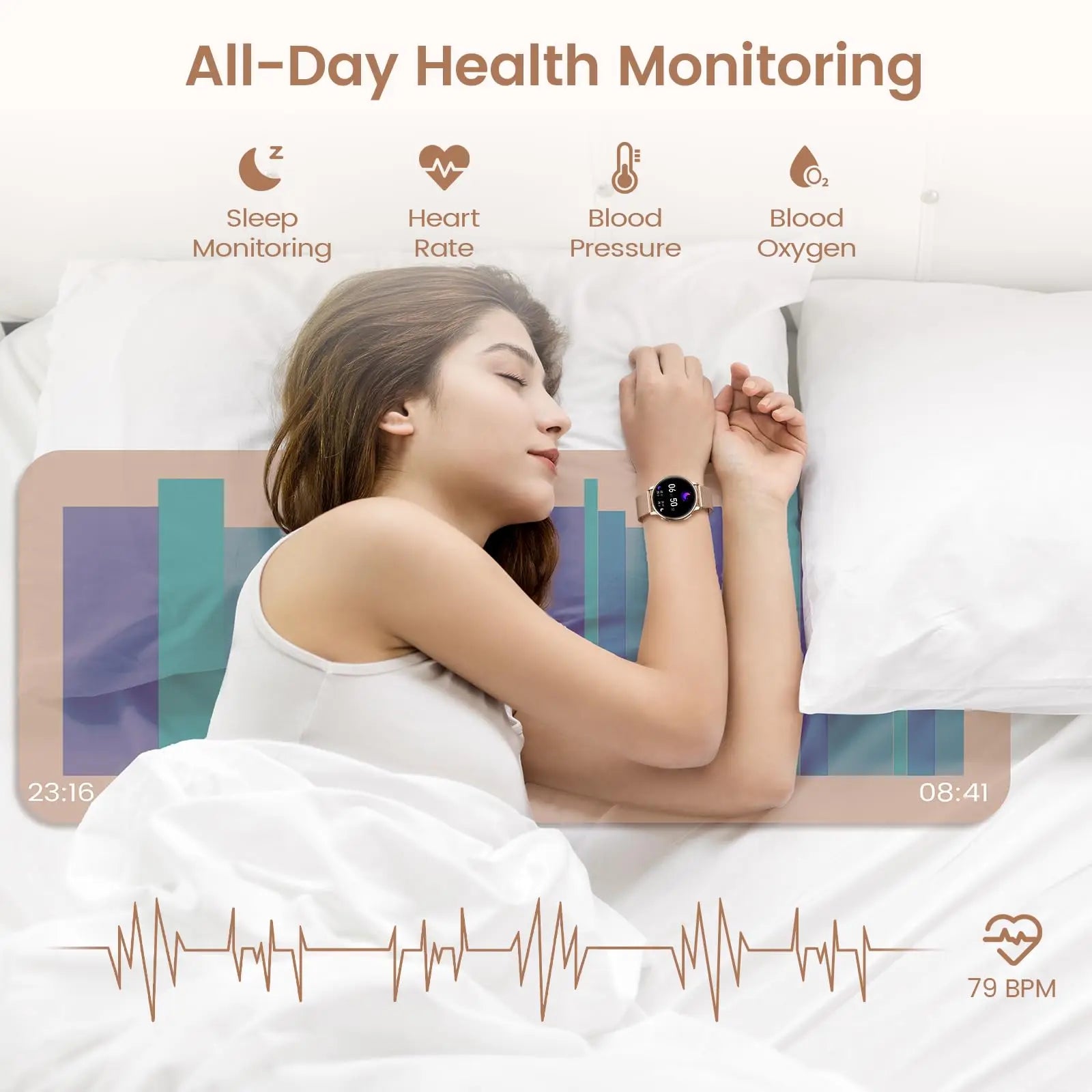 Smartwatch for Women with Phone Function, 1.39" HD Touchscreen & Health Monitoring