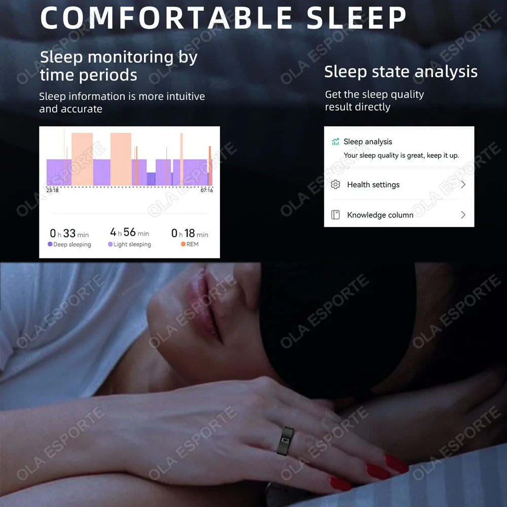 Smart NFC Ceramic Ring with Heart Rate, Blood Pressure & Sleep Tracking