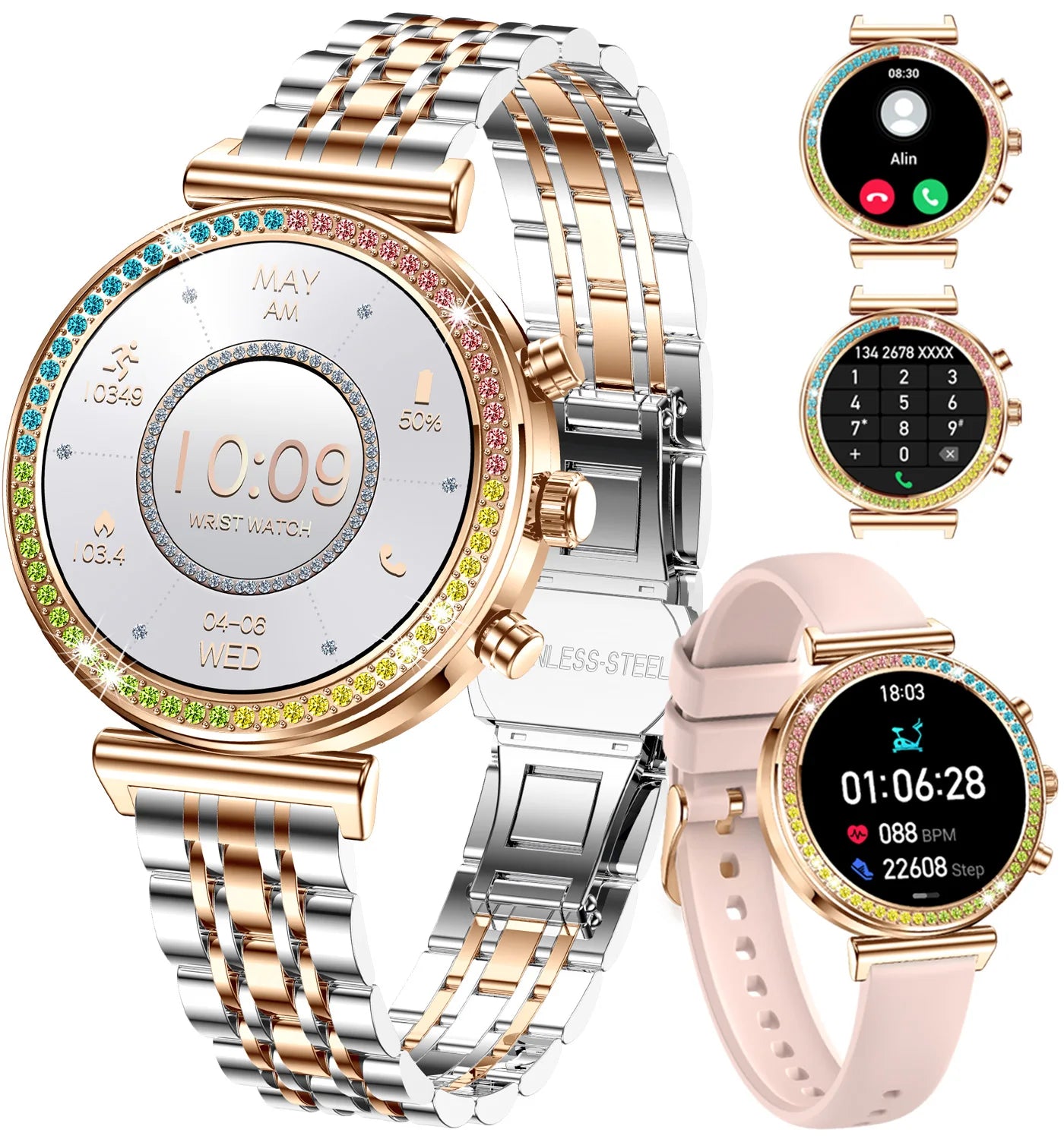 2025 New Smartwatch for Women – HD Display, Bluetooth Calls, Waterproof, Heart Rate Monitor