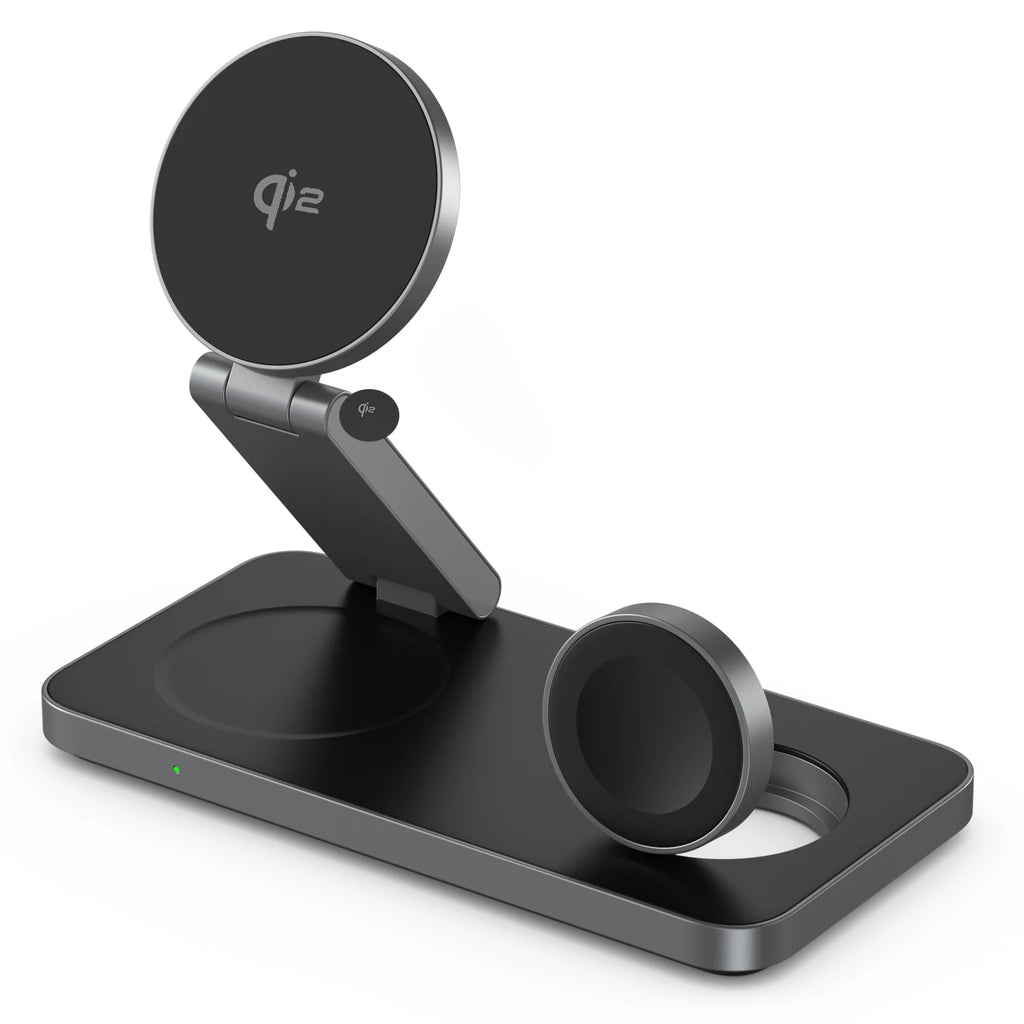 3-in-1 Qi2 Magnetic Wireless Charger for iPhone 12–16, iWatch 5–10 & AirPods Pro
