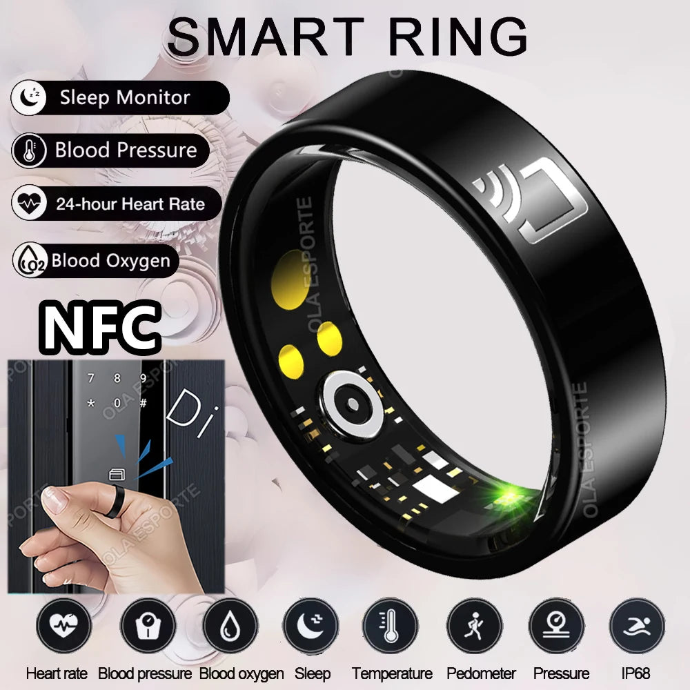 Smart NFC Ceramic Ring with Heart Rate, Blood Pressure & Sleep Tracking