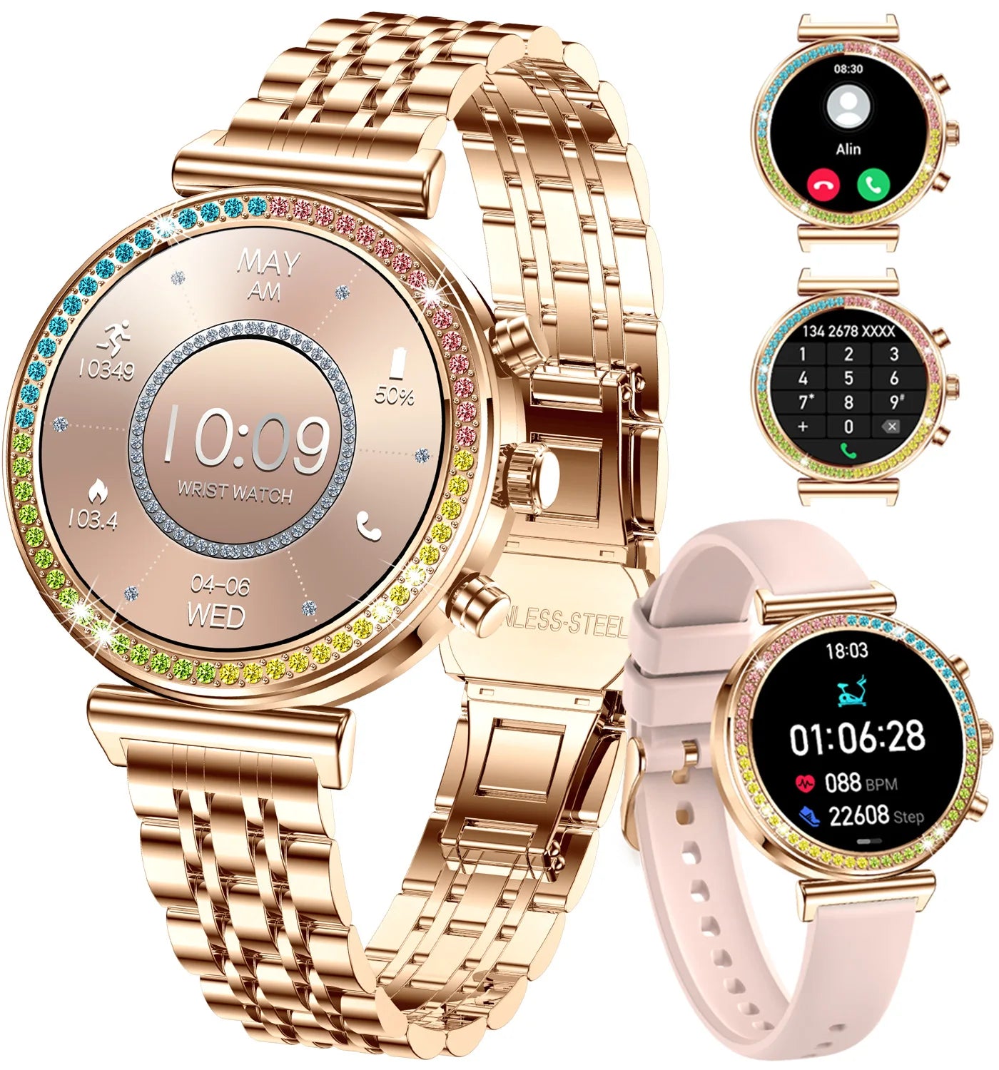 2025 New Smartwatch for Women – HD Display, Bluetooth Calls, Waterproof, Heart Rate Monitor