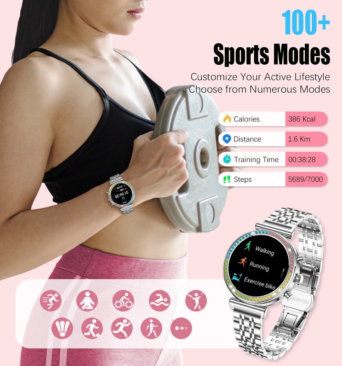 2025 New Smartwatch for Women – HD Display, Bluetooth Calls, Waterproof, Heart Rate Monitor