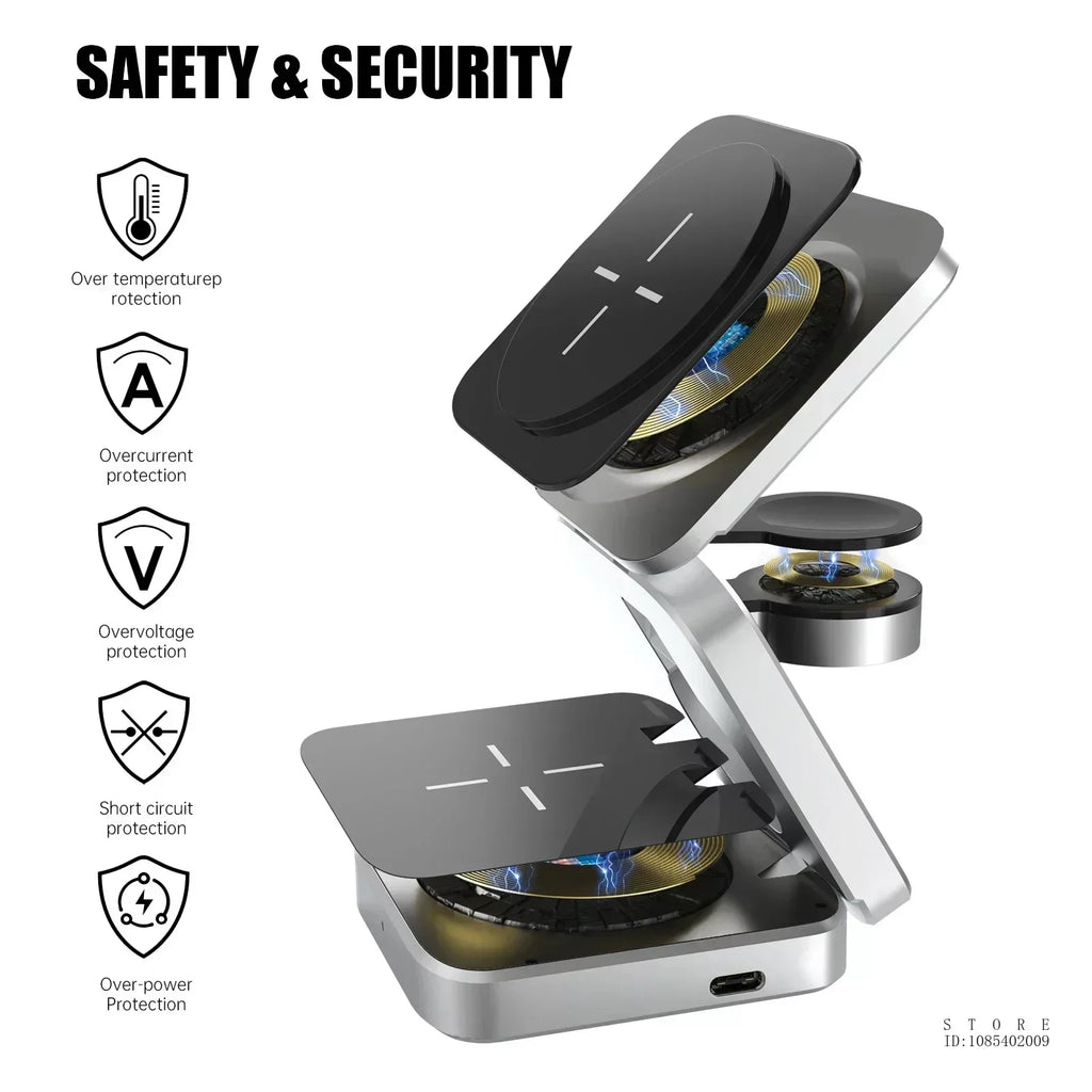 3-in-1 Wireless Charging Station for iPhone, Apple Watch & AirPods – Fast Charger