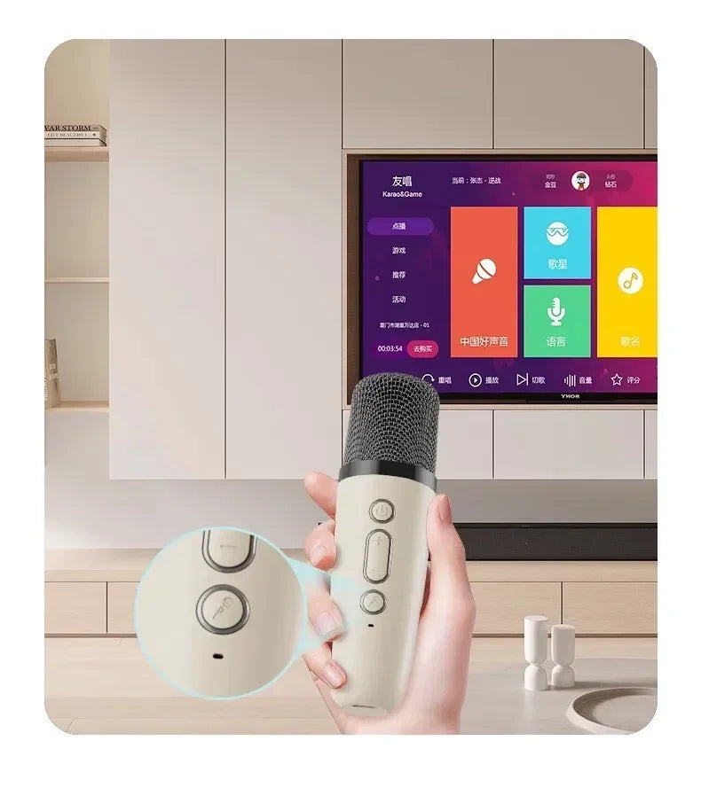 Mini Portable Karaoke Speaker with 2 Microphones, DSP, RGB Lights & Long Battery Life