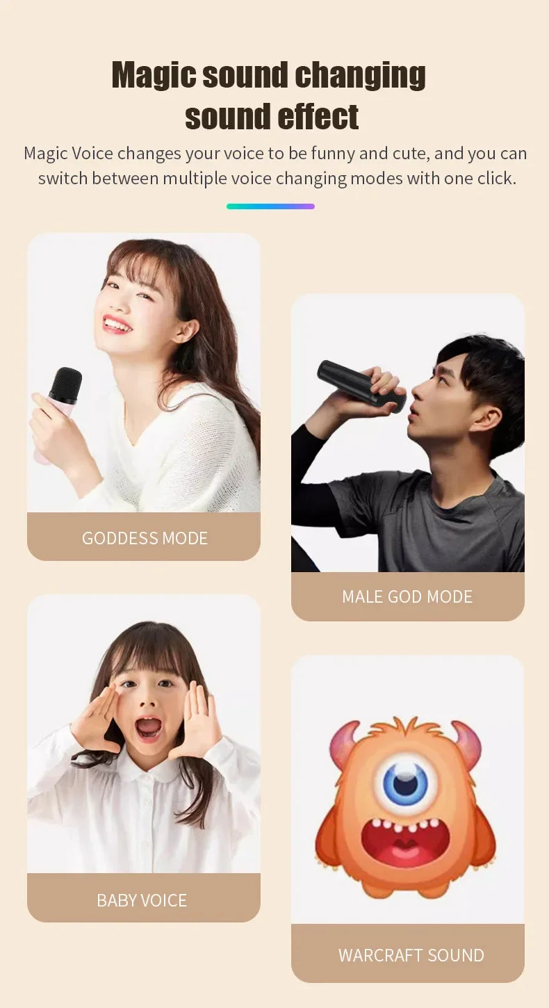 Mini Portable Karaoke Speaker with 2 Microphones, DSP, RGB Lights & Long Battery Life