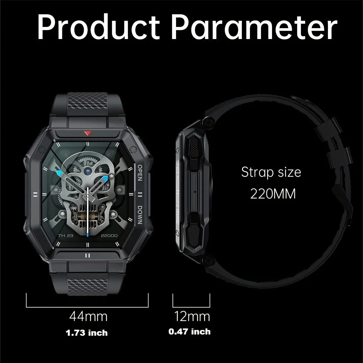 Smart Watch for Android 4.4+ & iOS 8.0+ Men’s 1.85-Inch HD Display Bluetooth
