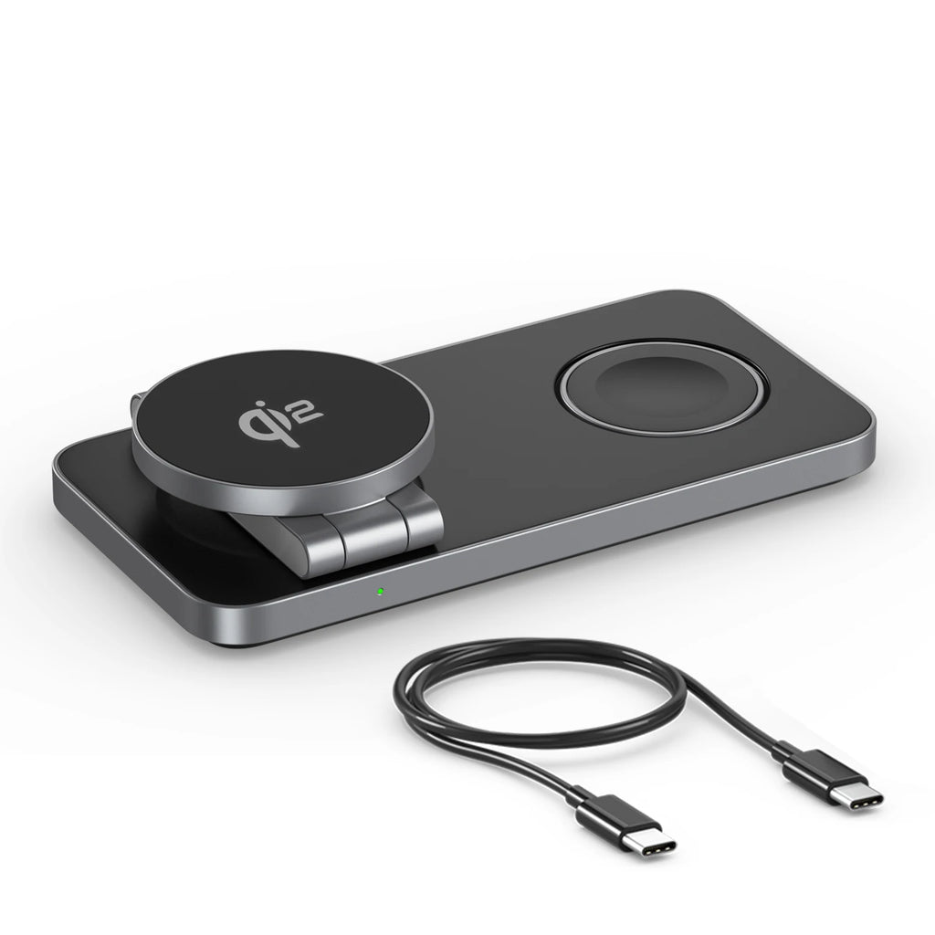 3-in-1 Qi2 Magnetic Wireless Charger for iPhone 12–16, iWatch 5–10 & AirPods Pro