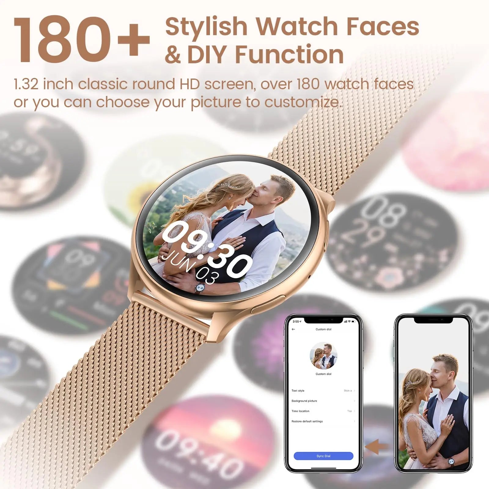 Smartwatch for Women with Phone Function, 1.39" HD Touchscreen & Health Monitoring