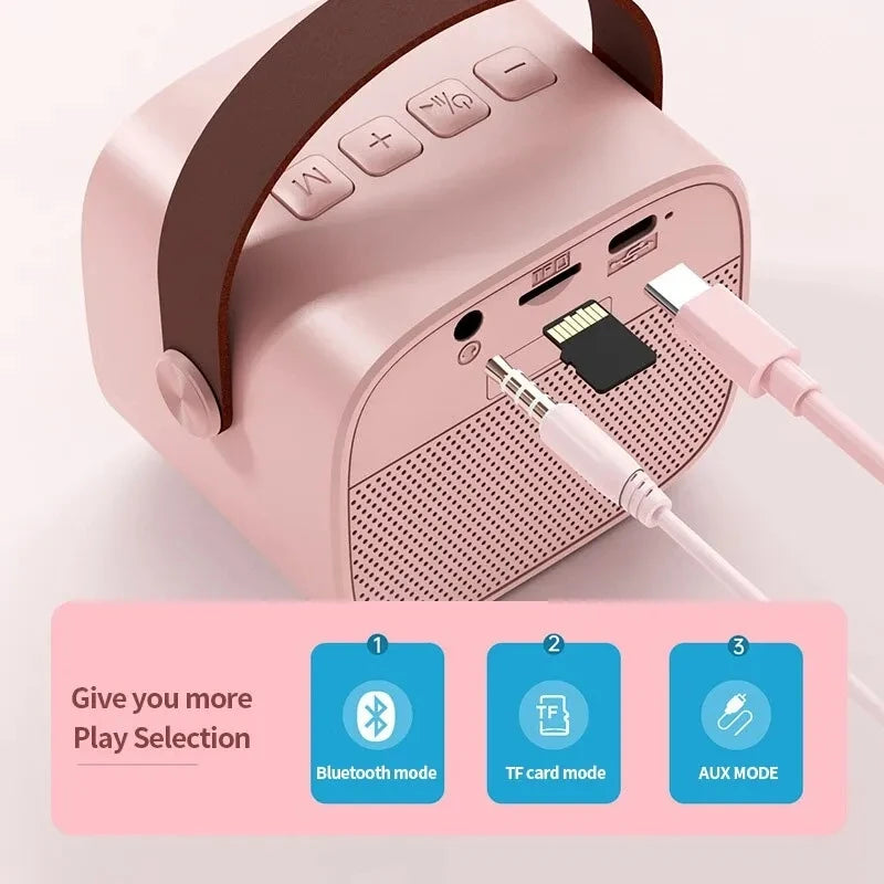 Mini Karaoke Machine Portable Speaker with 1-2 Wireless Microphones for Kids & Adults