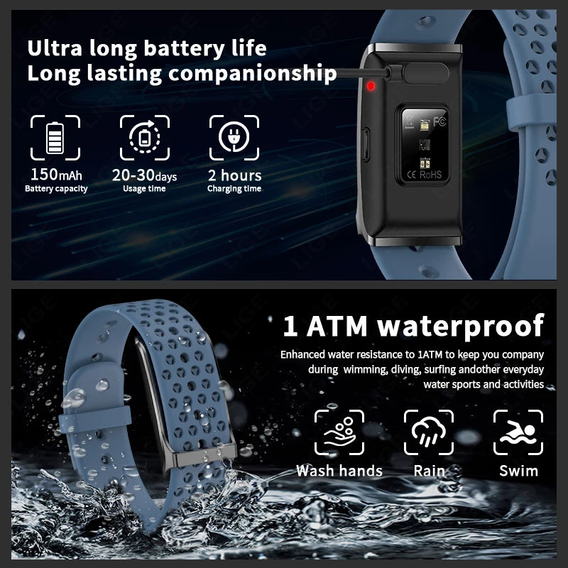 Sport Fitness Tracker Smart Bracelet with Heart Rate & Blood Pressure Monitor