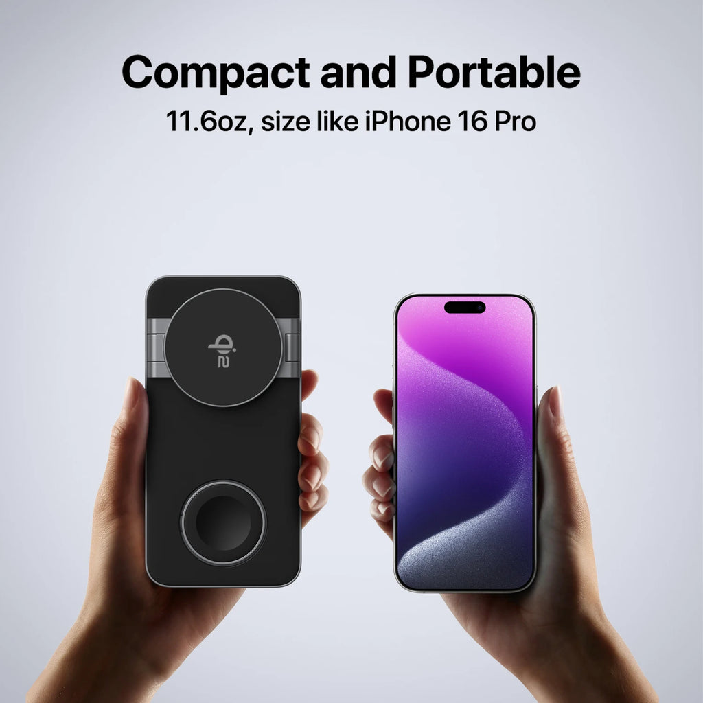 3-in-1 Qi2 Magnetic Wireless Charger for iPhone 12–16, iWatch 5–10 & AirPods Pro