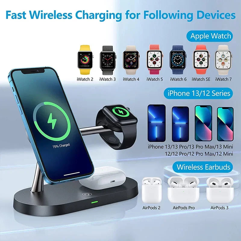 3-in-1 Wireless Charger Stand for iPhone 12, 13, 14, 15, 16 – Fast Charging Station