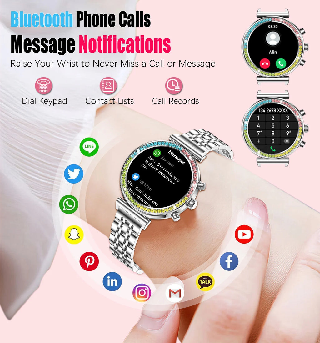 2025 New Smartwatch for Women – HD Display, Bluetooth Calls, Waterproof, Heart Rate Monitor