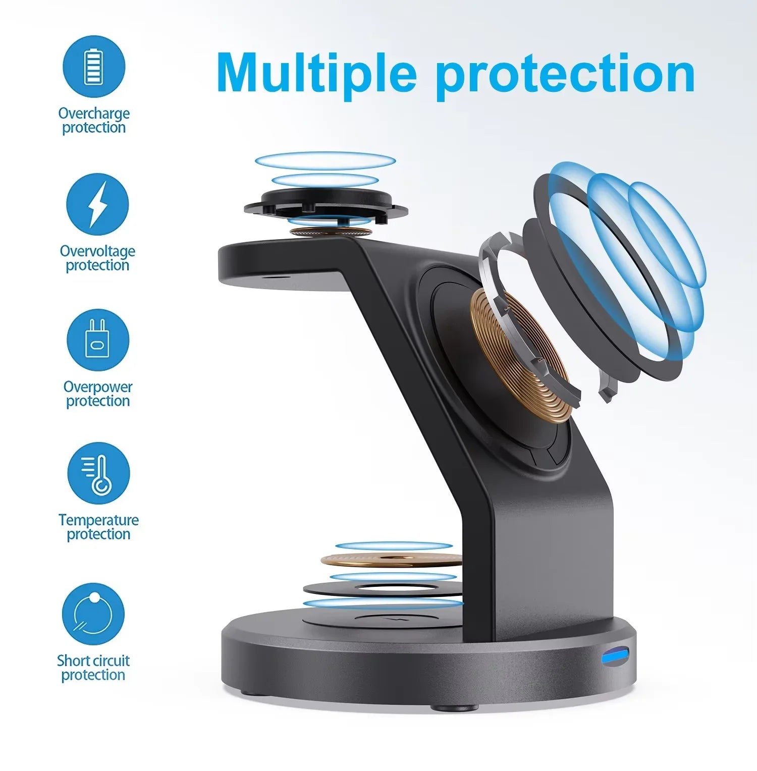 3-in-1 Magnetic Wireless Charger Stand for iPhone 12–15 Pro Max, iWatch & AirPods