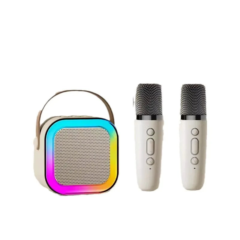 Mini Portable Karaoke Speaker with 2 Microphones, DSP, RGB Lights & Long Battery Life