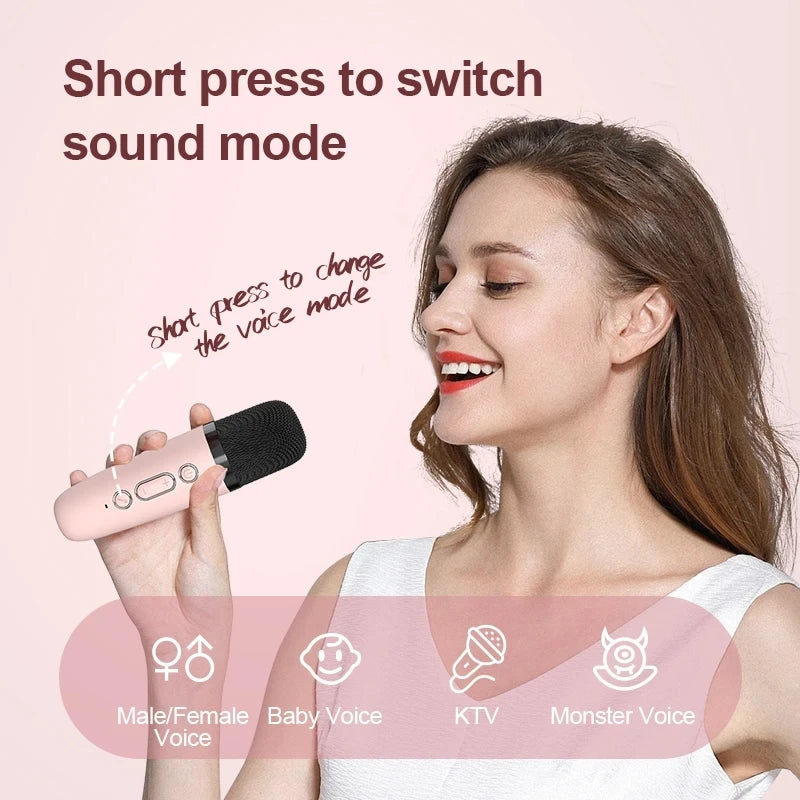 Mini Karaoke Machine Portable Speaker with 1-2 Wireless Microphones for Kids & Adults