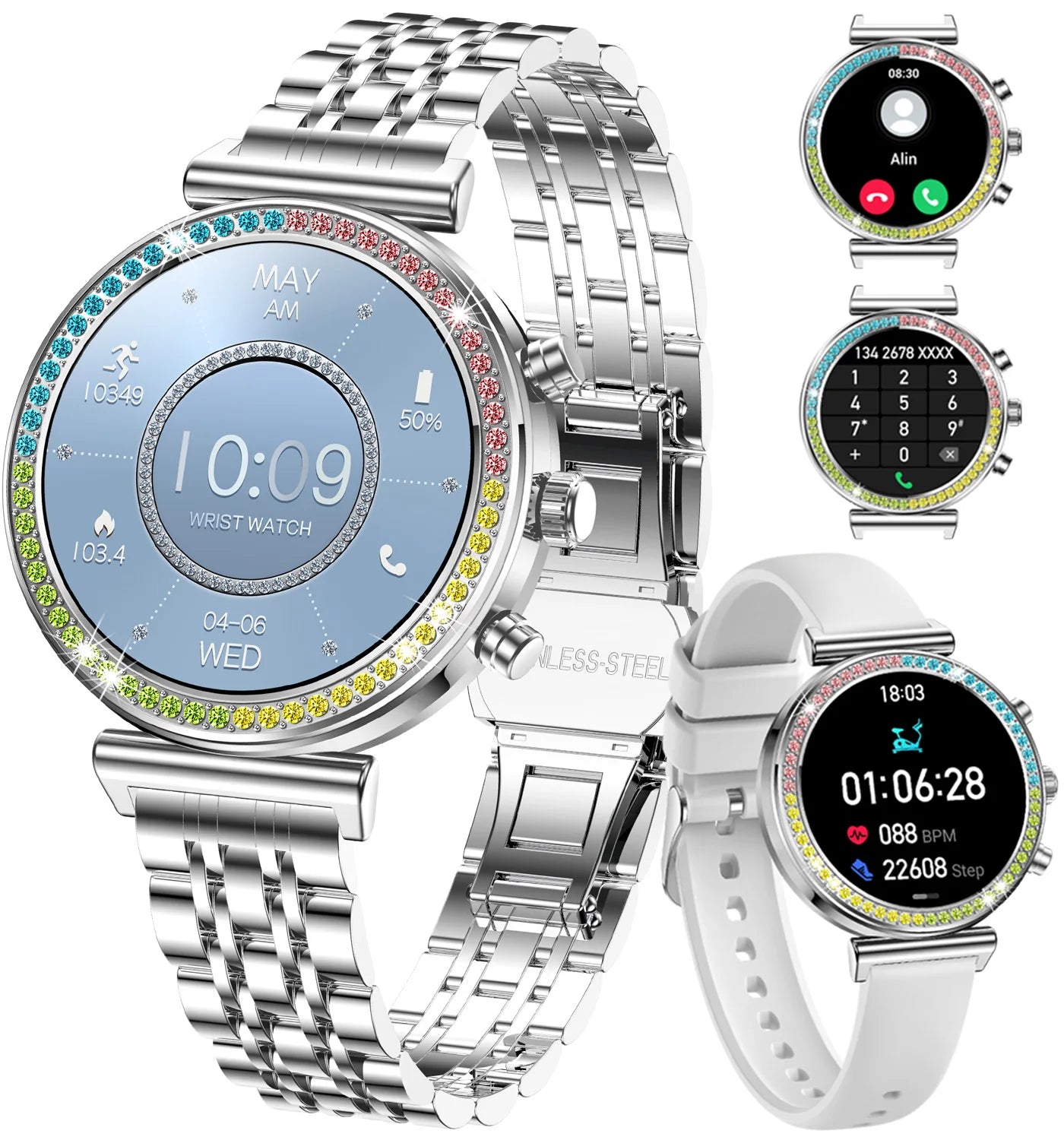 2025 New Smartwatch for Women – HD Display, Bluetooth Calls, Waterproof, Heart Rate Monitor