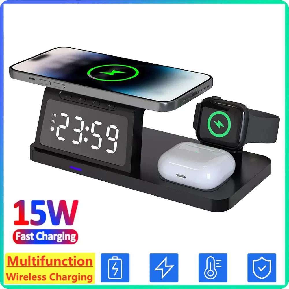 3-in-1 Wireless Charger Stand for iPhone 11–16, AirPods Pro & Apple Watch Series 1–8