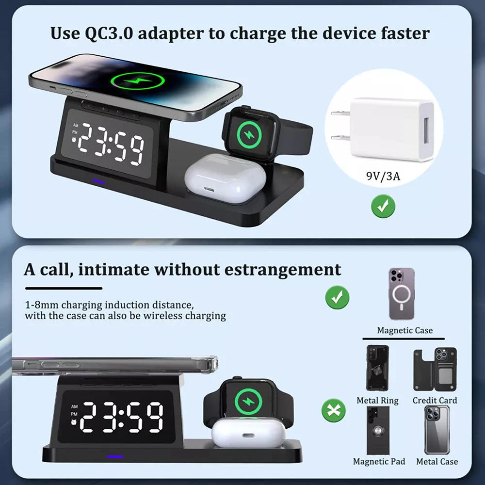 3-in-1 Wireless Charger Stand for iPhone 11–16, AirPods Pro & Apple Watch Series 1–8