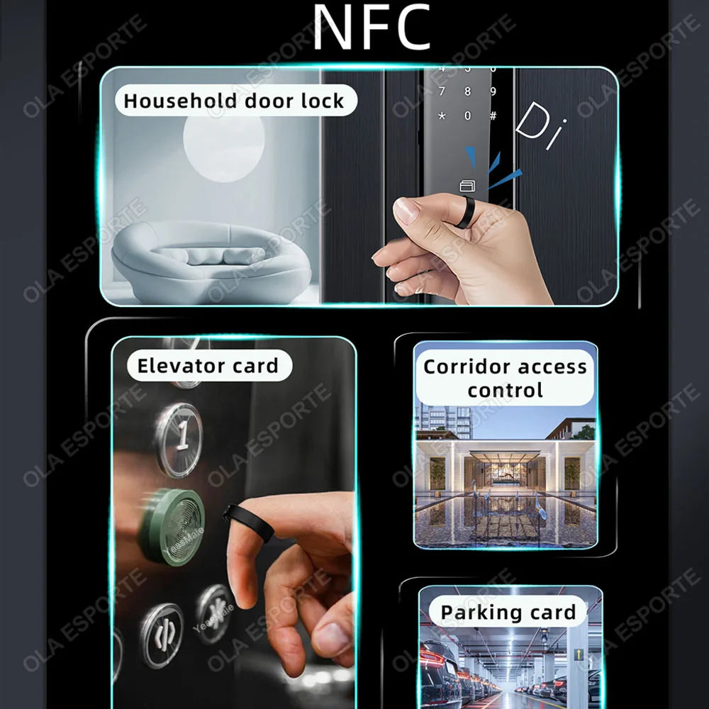 Smart NFC Ceramic Ring with Heart Rate, Blood Pressure & Sleep Tracking